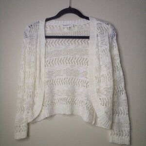 Cloud Chaser Cardigan Sweater Cropped Leightweight Open Long Sleeve White